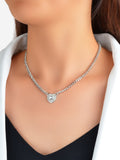 Culture Vault Rhinestone Heart Pendant Chain Necklace
