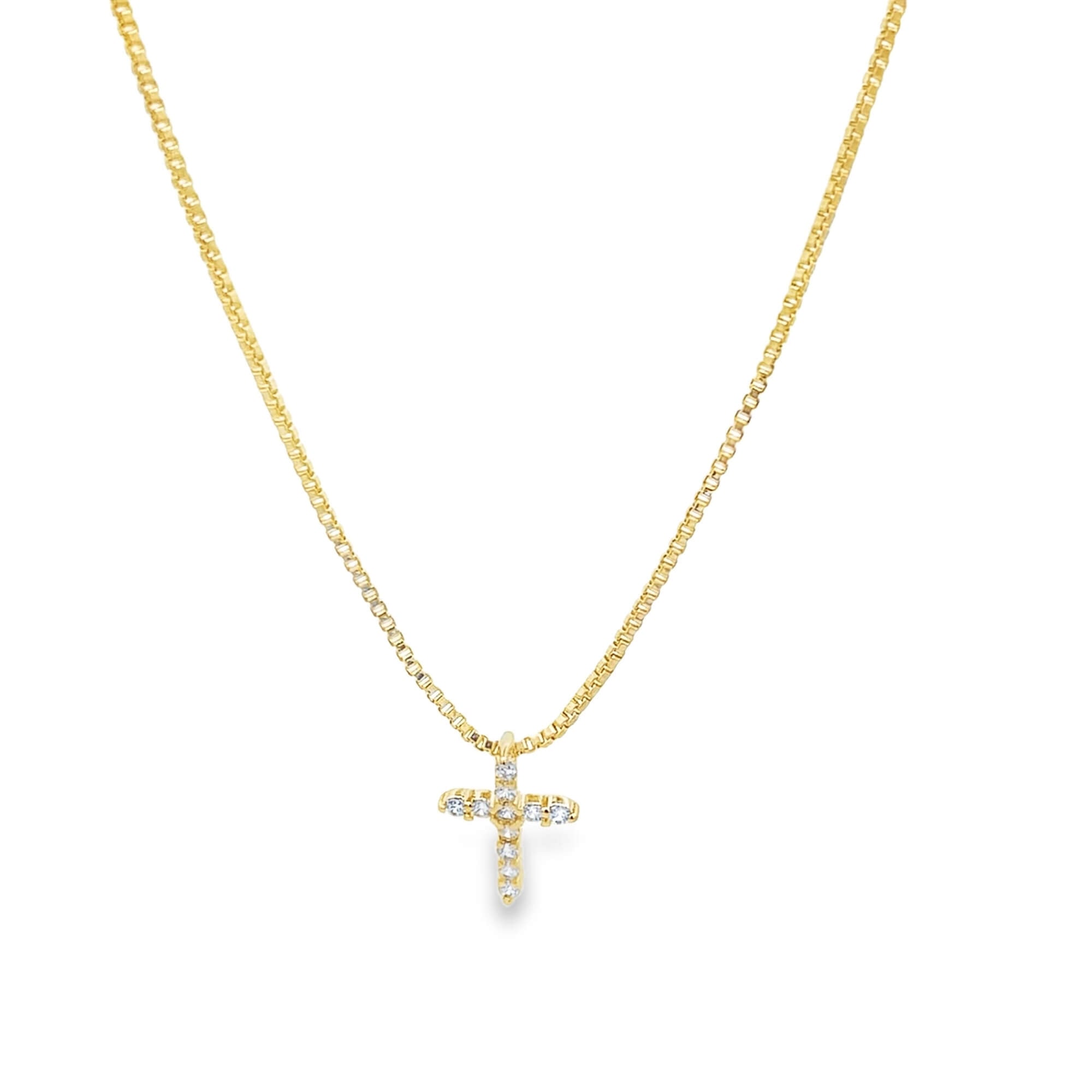 Culture Vault — Pavé Cross Pendant Necklace (Gold)