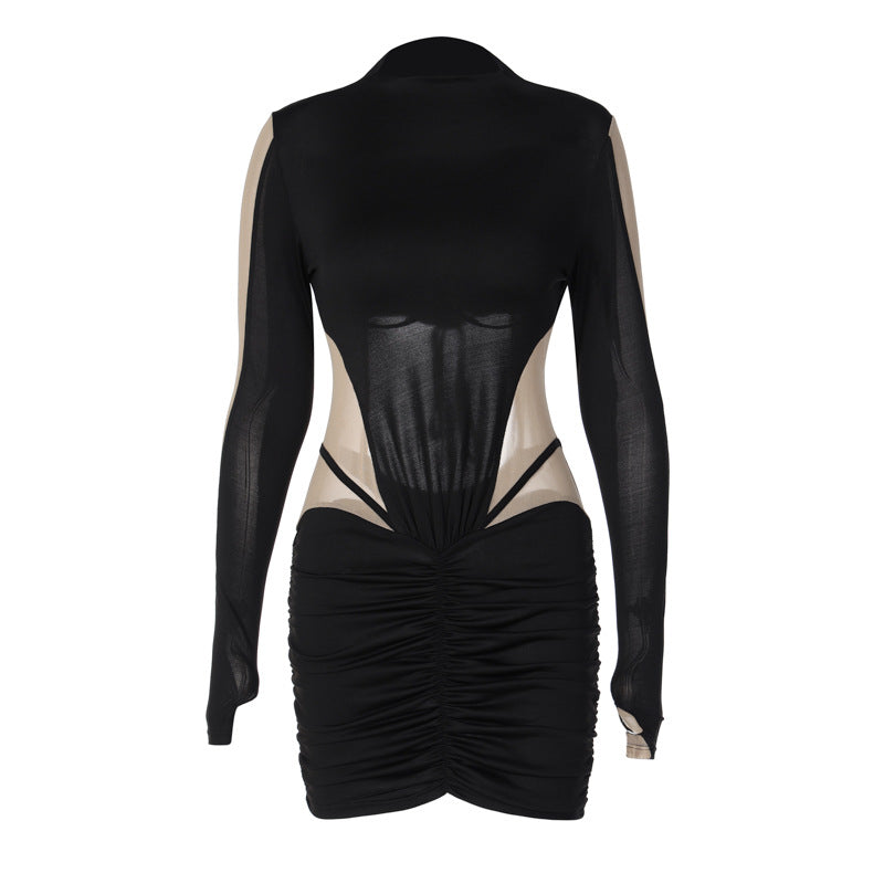 Culture Vault Mesh Patchwork Bodycon Dress