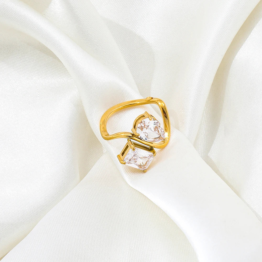 Culture Vault Water Drop Zircon 18K Gold Plated Ring
