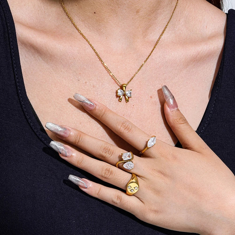 Culture Vault Water Drop Zircon 18K Gold Plated Ring