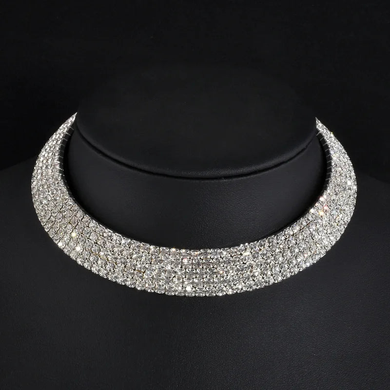 Culture Vault Luxe Pearl Rhinestone Choker Necklace