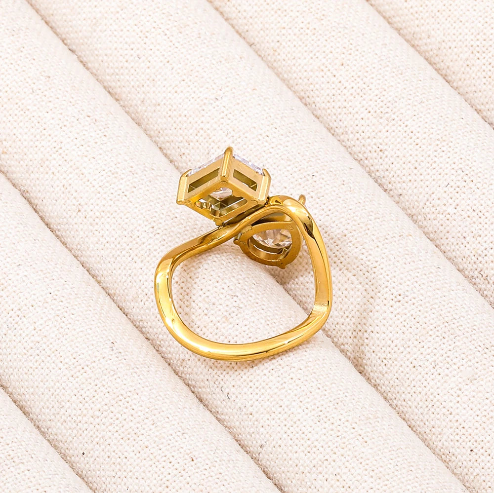 Culture Vault Water Drop Zircon 18K Gold Plated Ring