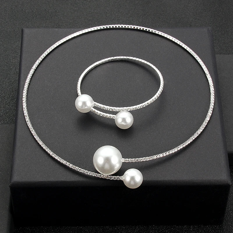 Culture Vault Luxe Pearl Rhinestone Choker Necklace