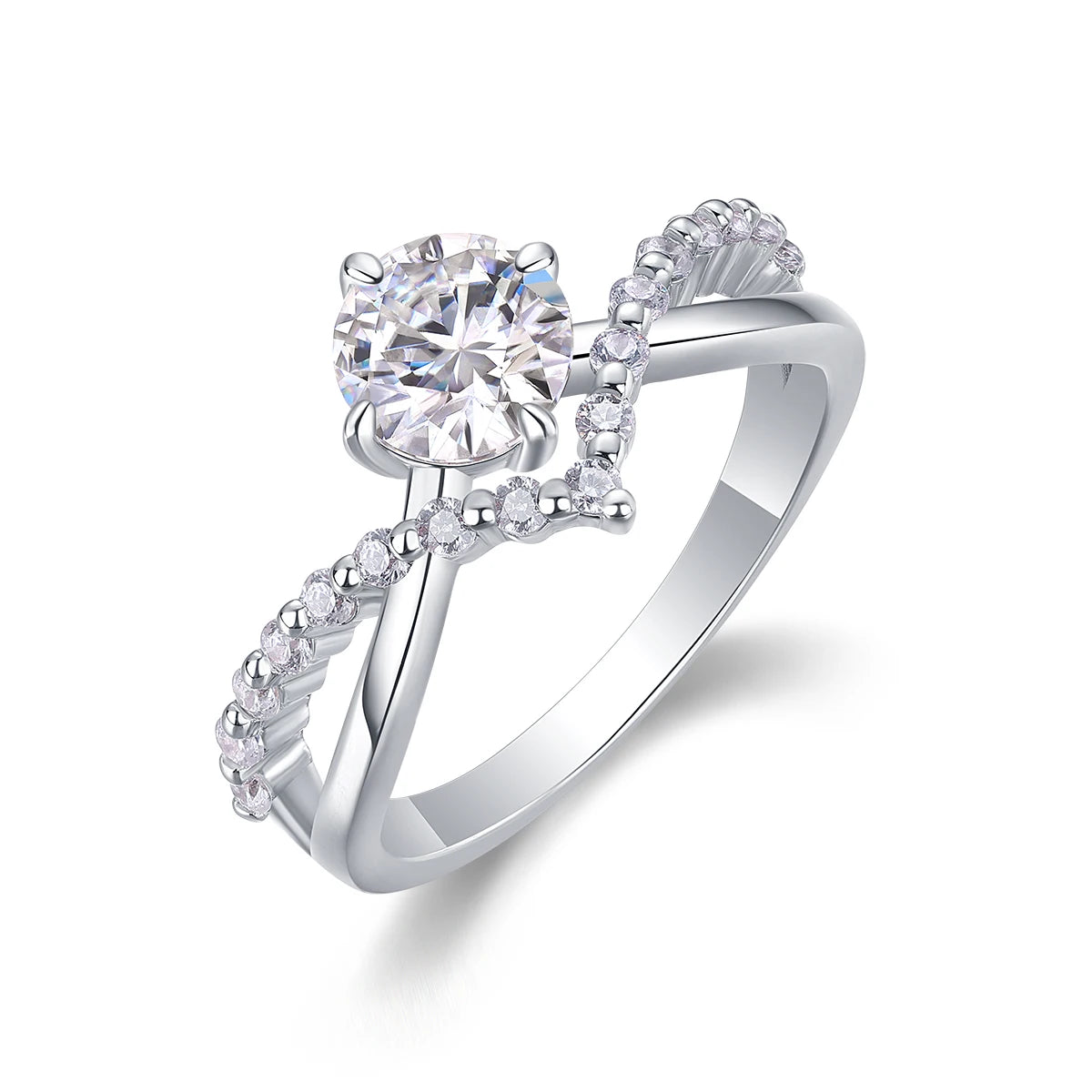 Culture Vault 1CT VVS1 Moissanite Round Brilliant Engagement Ring