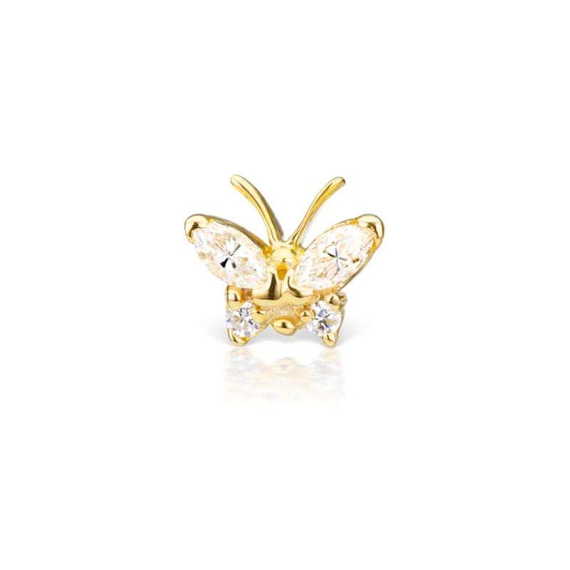 Culture Vault 925 Sterling Silver Butterfly & Lightning Stud Earrings