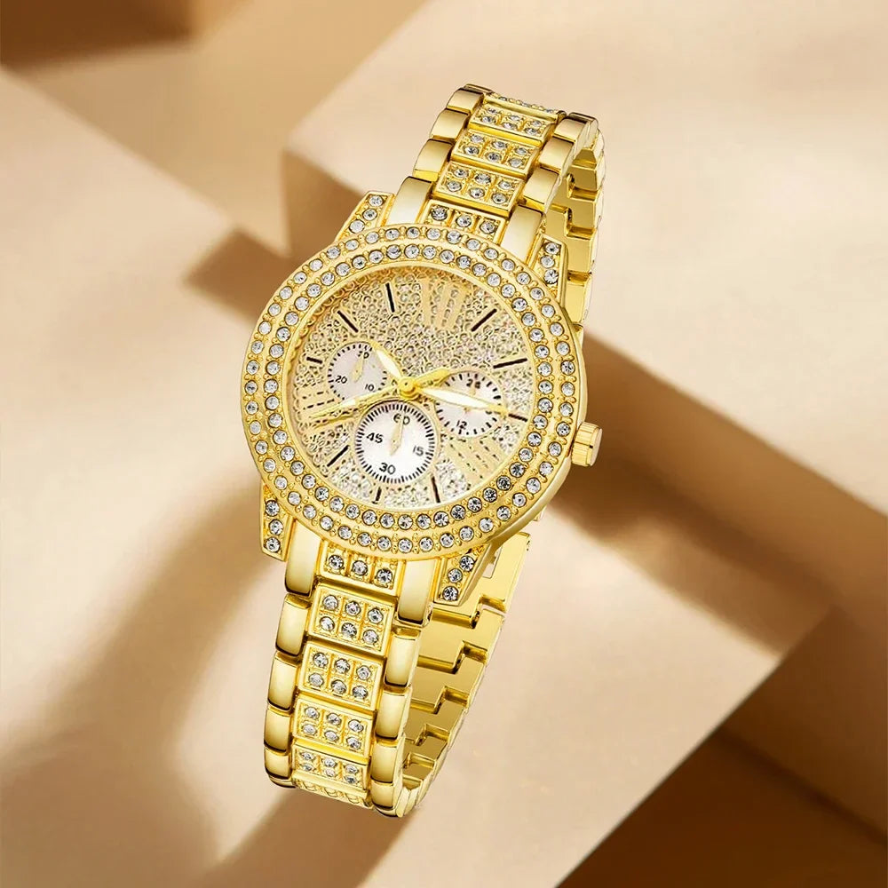Culture Vault Gold Quartz Watch Jewellery Gift Set