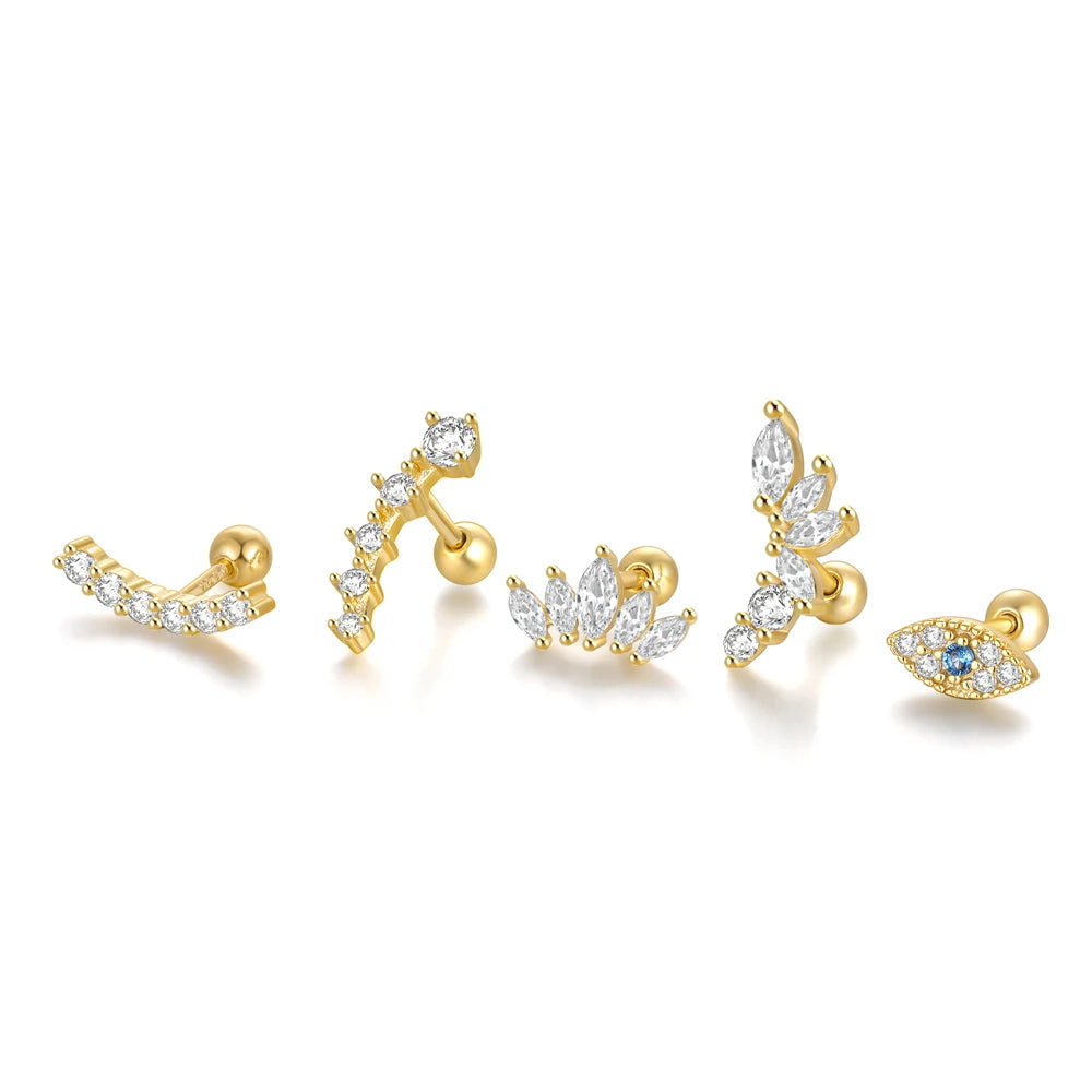 Culture Vault 925 Sterling Silver Butterfly & Lightning Stud Earrings