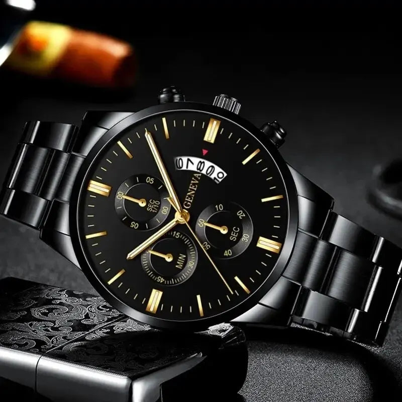 Culture Vault Men's Stainless Steel Quartz Calendar Watch
