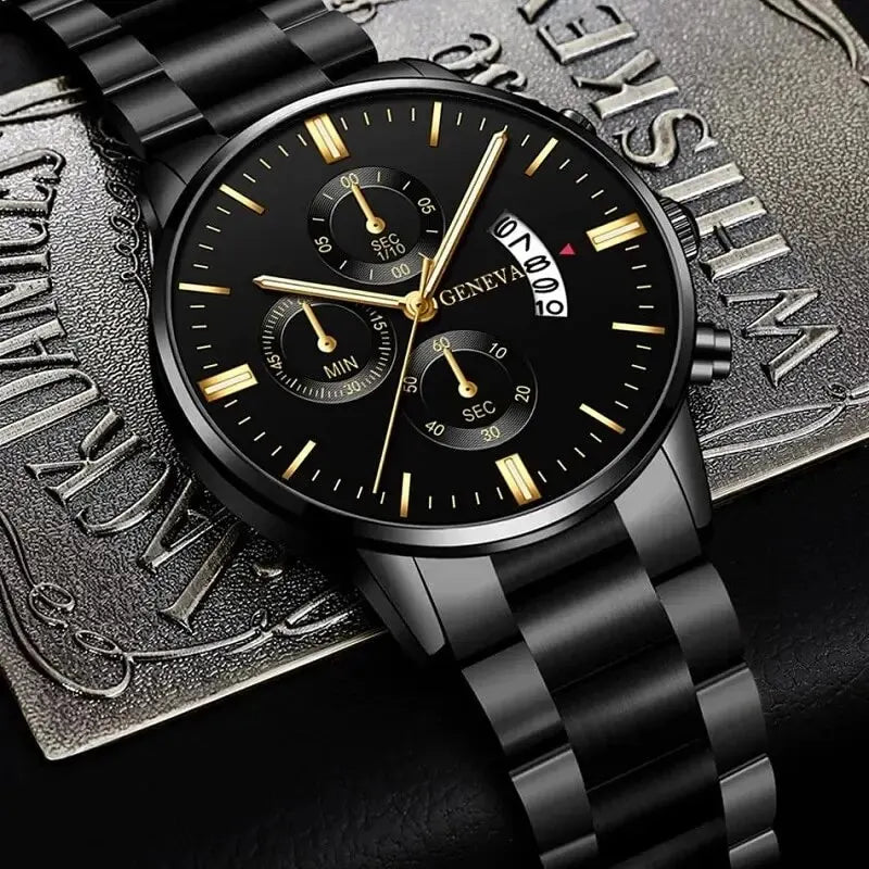 Culture Vault Men's Stainless Steel Quartz Calendar Watch