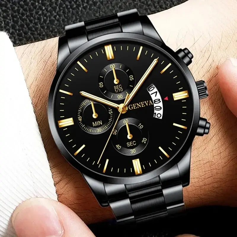 Culture Vault Men's Stainless Steel Quartz Calendar Watch