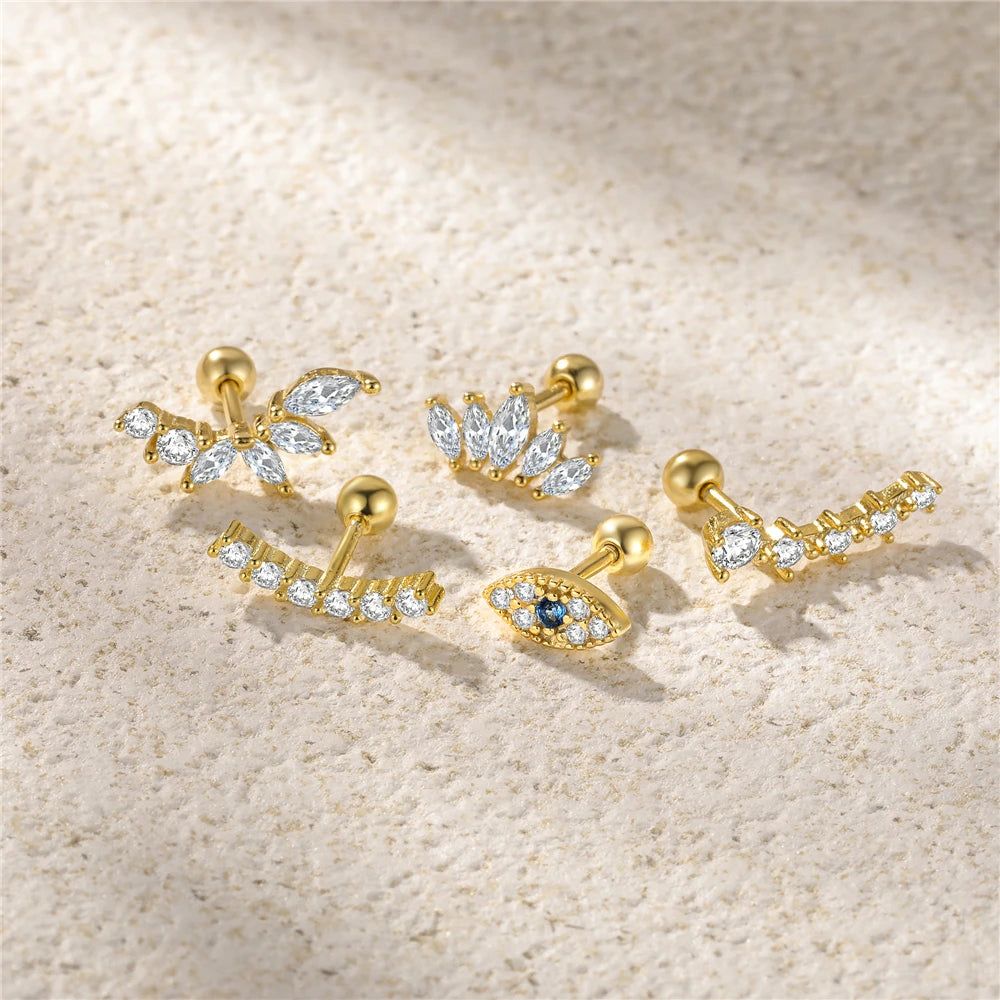 Culture Vault 925 Sterling Silver Butterfly & Lightning Stud Earrings