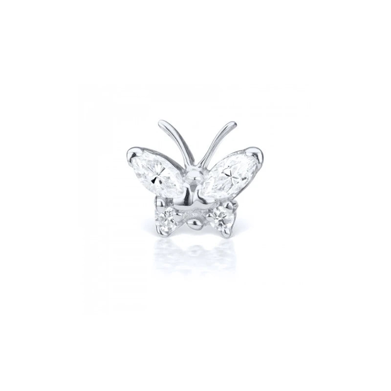 Culture Vault 925 Sterling Silver Butterfly & Lightning Stud Earrings