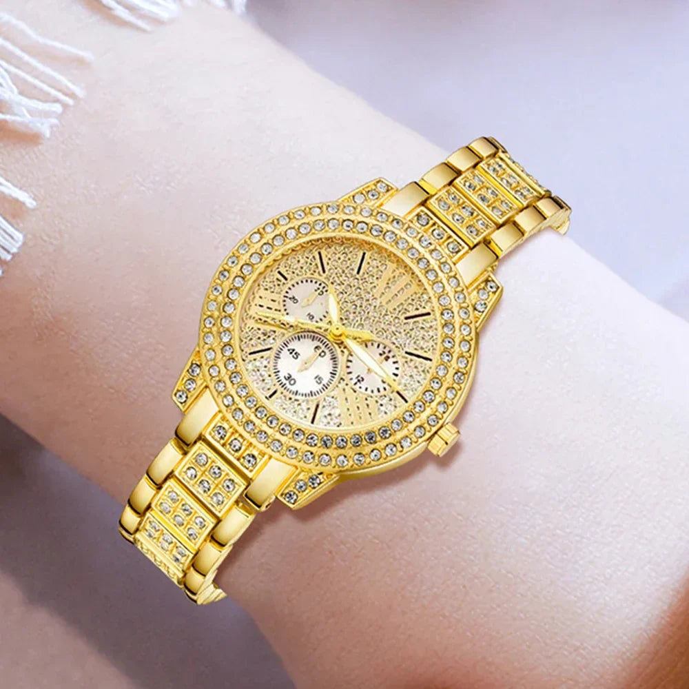 Culture Vault Gold Quartz Watch Jewellery Gift Set