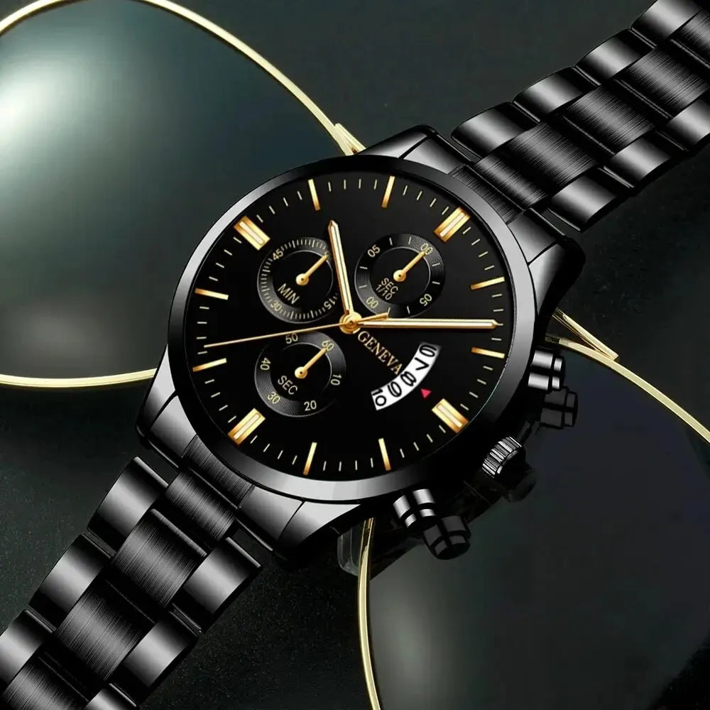 Culture Vault Men's Stainless Steel Quartz Calendar Watch