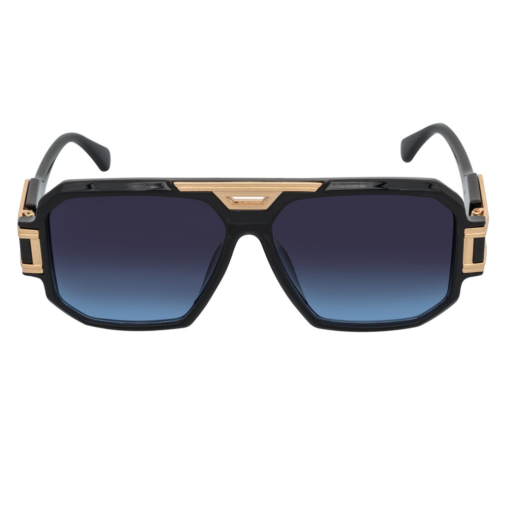 LEGEND - Retro Flat Top Square Sunglasses Black Blue-Lavender Fade-2