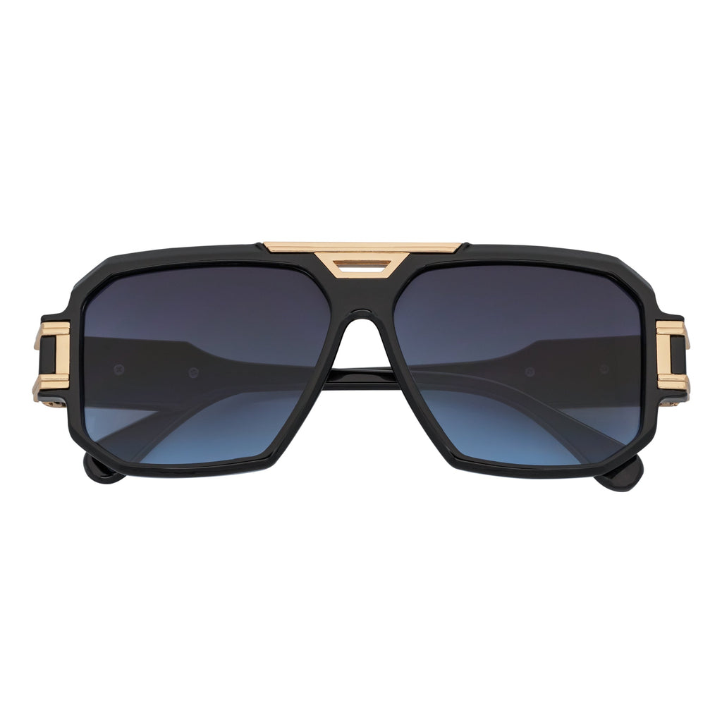 LEGEND - Retro Flat Top Square Sunglasses Black Blue-Lavender Fade-0