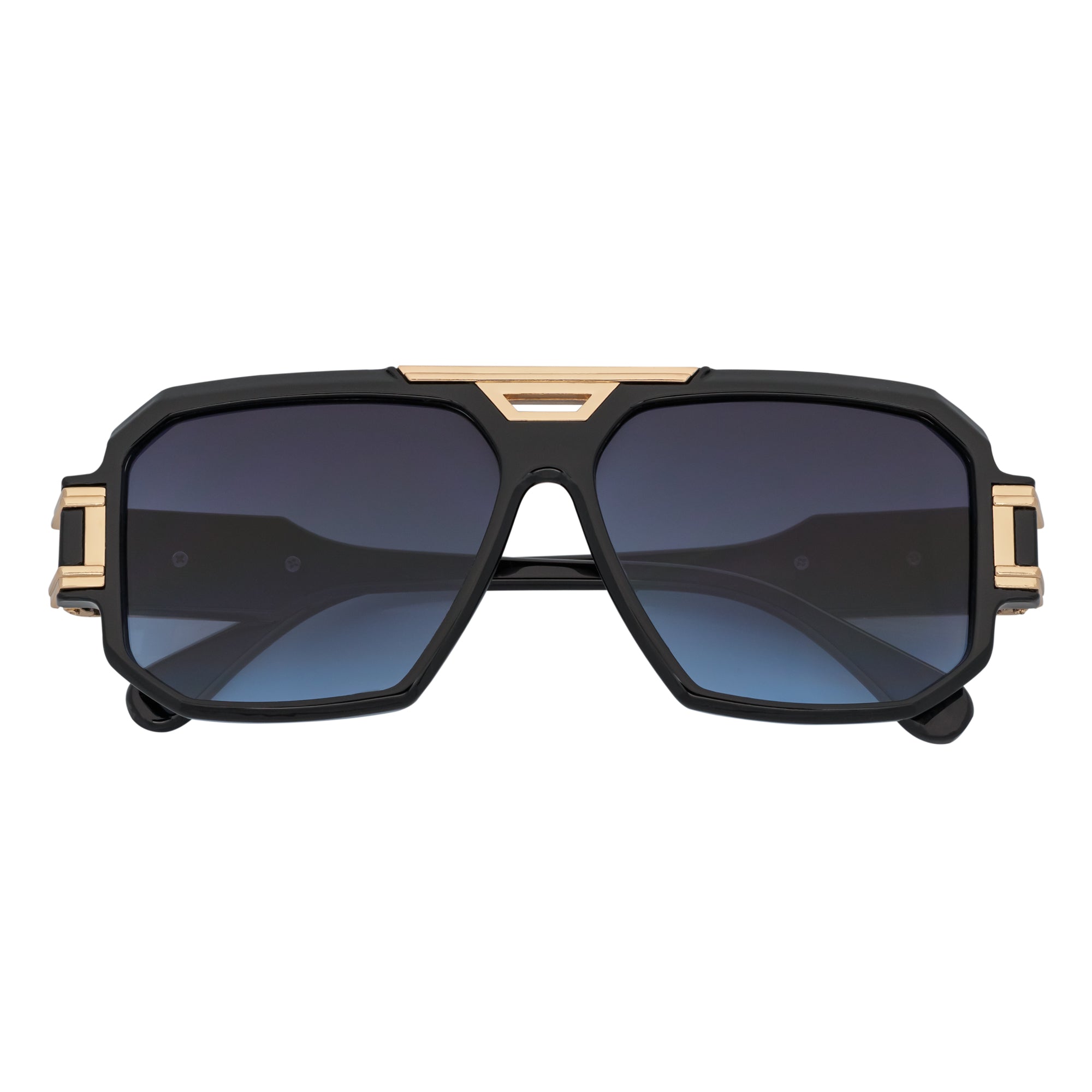 LEGEND - Retro Flat Top Square Sunglasses Black Blue-Lavender Fade-0