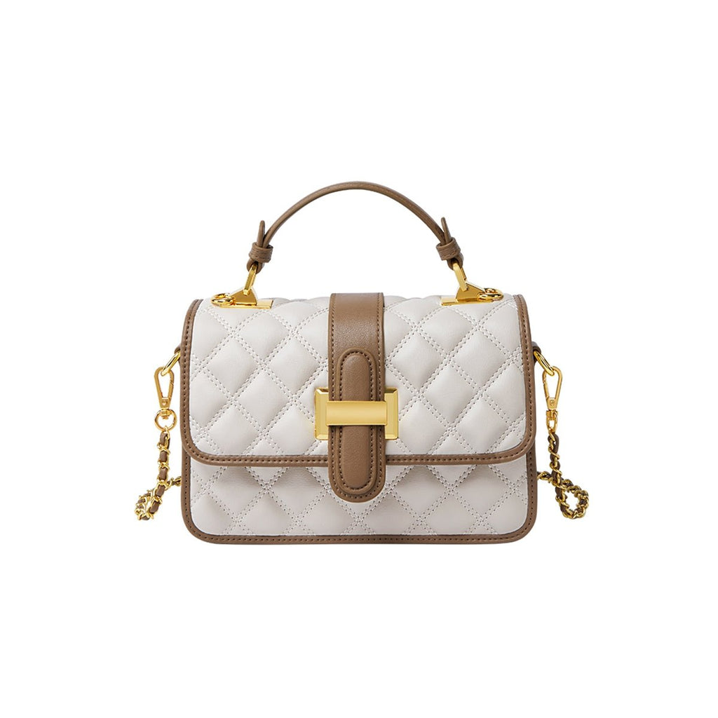 Culture Vault White Quilted Leather Satchel Bag