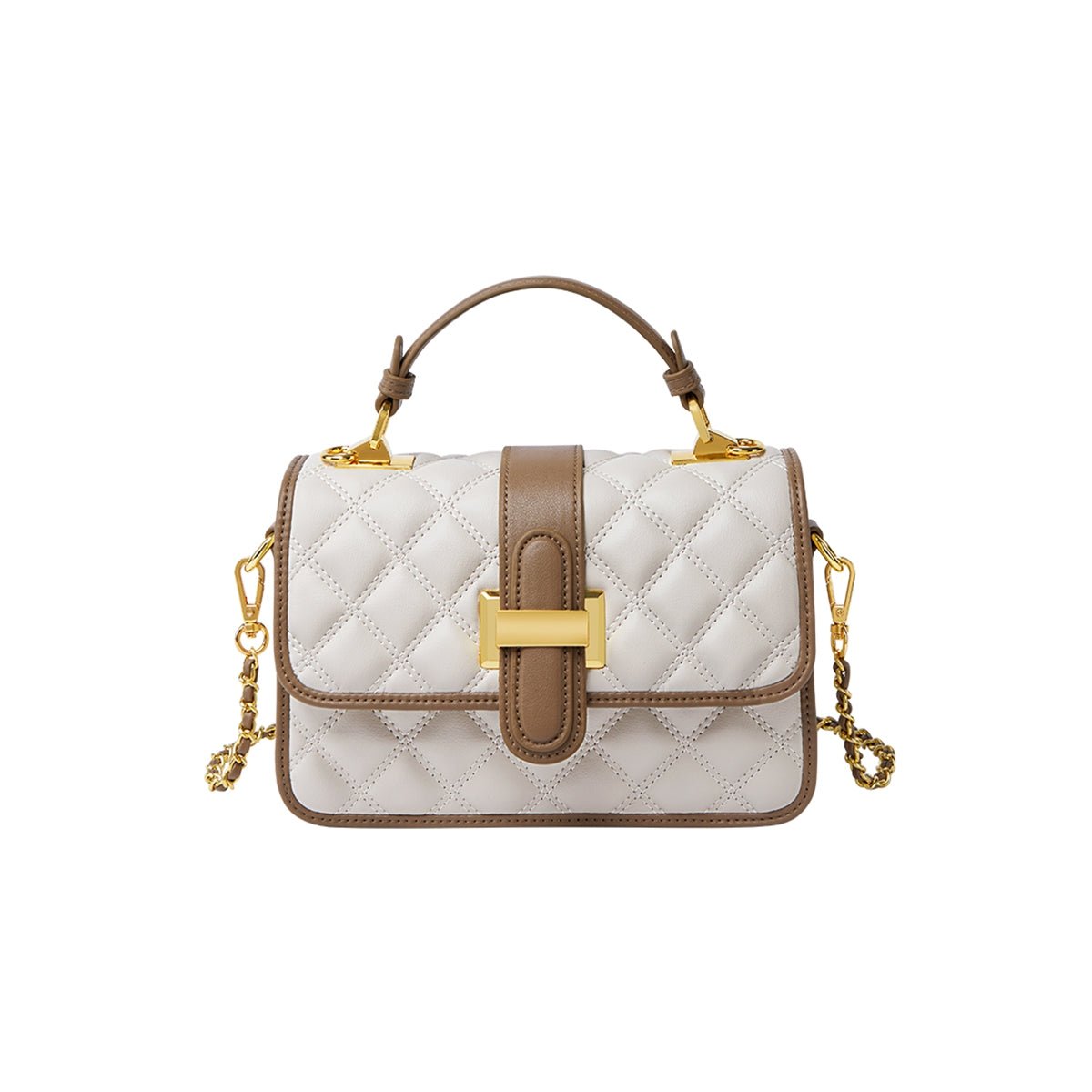 Culture Vault White Quilted Leather Satchel Bag