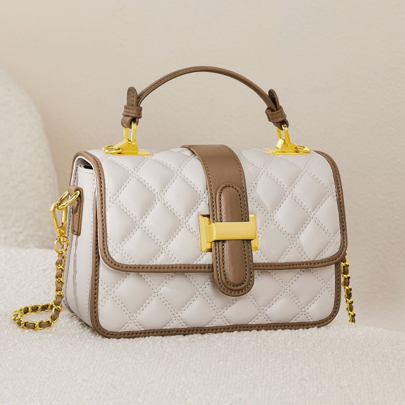 Culture Vault White Quilted Leather Satchel Bag