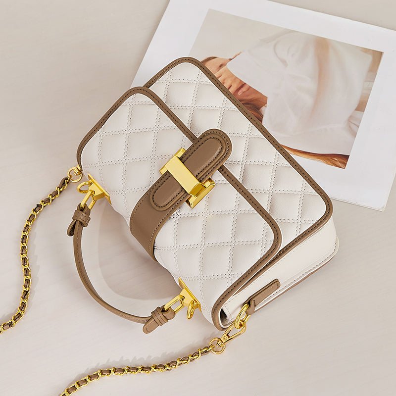 Culture Vault White Quilted Leather Satchel Bag