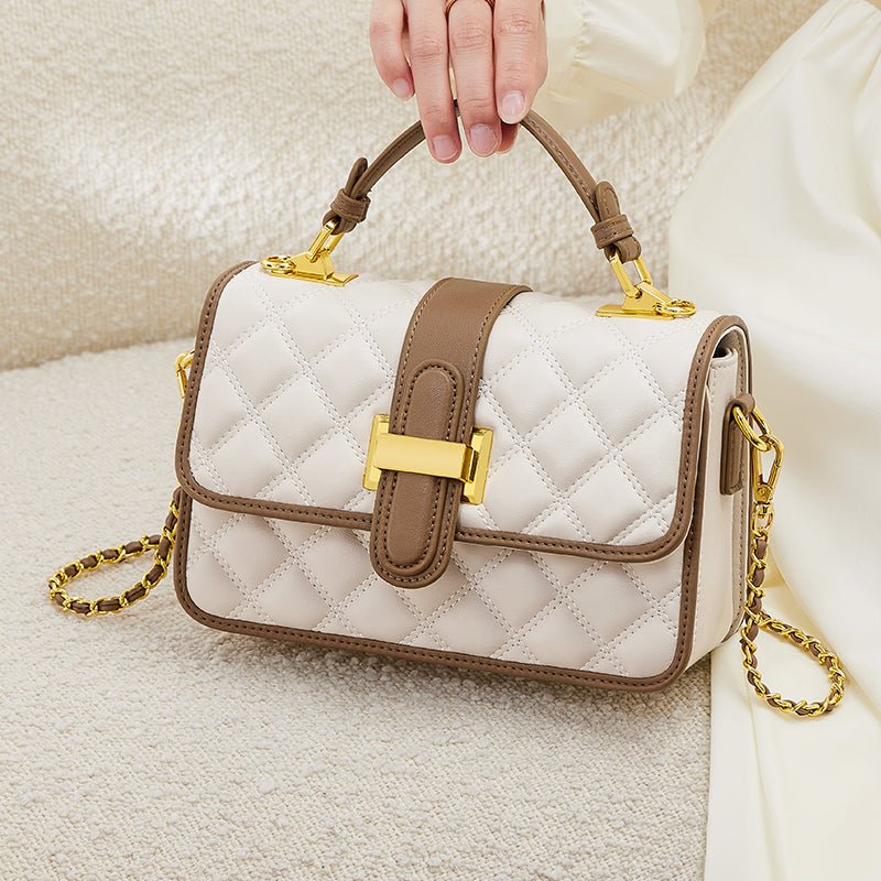 Culture Vault White Quilted Leather Satchel Bag