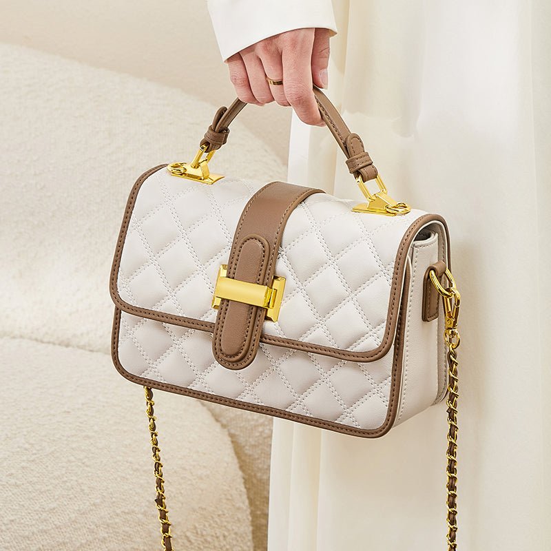 Culture Vault White Quilted Leather Satchel Bag